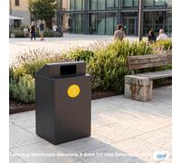 Pattumiera, Mobiletto per raccolta differenziata in acciaio 1 scomparti da 100L Dimensioni 48x48xh 96 cm 1 scomparti da 100 litri totali, 4 Etichette colore Antracite antracite