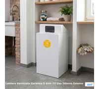 Pattumiera, Mobiletto per raccolta differenziata in acciaio 1 scomparti da 100L Dimensioni 48x48xh 96 cm 1 scomparti da 100 litri totali, 4 Etichette colore Bianco bianco