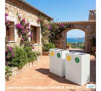 Pattumiera, Mobiletto per raccolta differenziata in acciaio 2 scomparti da 120L Dimensioni 30x60xh 80 cm 2 scomparti da 120 litri totali, 4 Etichette colore Bianco bianco