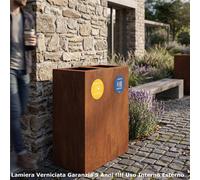 Pattumiera, Mobiletto per raccolta differenziata in acciaio 2 scomparti da 120L Dimensioni 30x60xh 80 cm 2 scomparti da 120 litri totali, 4 Etichette colore Corten corten