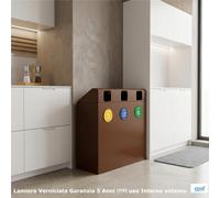 Pattumiera, Mobiletto per raccolta differenziata in acciaio 3 scomparti da 180L Dimensioni 30x90xh 100 cm 3 scomparti da 180 litri totali, 4 etichette colore Corten