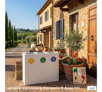Pattumiera, Mobiletto per raccolta differenziata in acciaio 3 scomparti da 180L Dimensioni 30x90xh 80 cm 3 scomparti da 240 litri totali, 4 etichette colore Bianco bianco