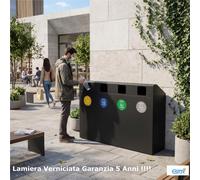 Pattumiera, Mobiletto per raccolta differenziata in acciaio | 4 scomparti da 240Lt Dimensioni 30x120xh 80 cm 4 scomparti da 240 litri totali 4 Etichette colore Antracite antracite
