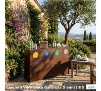 Pattumiera, Mobiletto per raccolta differenziata in acciaio | 4 scomparti da 240Lt Dimensioni 30x120xh 80 cm 4 scomparti da 240 litri totali 4 Etichette colore Corten