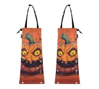 Pattumiera per auto, cestino per auto, borsa da viaggio per auto, confezione da 2 bidoni della spazzatura per auto, sedile anteriore, zucca di Halloween, piccolo mostro