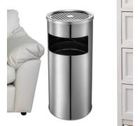 Pattumiera per esterni, grande, in acciaio , con posacenere | Pattumiera per patio con coperchio, per interni ed esterni, commerciale, hotel, cortile, giardino