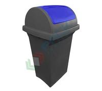 Pattumiera per la raccolta differenziata rifiuti, capacità 50 Lt, coperchio basculante, colore grigio/blu