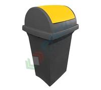Pattumiera per la raccolta differenziata rifiuti, capacità 50 Lt, coperchio basculante, colore grigio/giallo