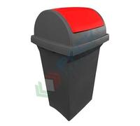 Pattumiera per la raccolta differenziata rifiuti, capacità 50 Lt, coperchio basculante, colore grigio/rosso