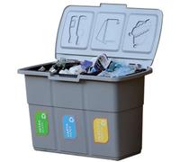 Pattumiera per raccolta differenziata 3 scomparti separati 75x37x50cm