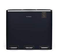 Les Collectors Pattumiera per raccolta differenziata dei rifiuti a pedale Blu notte Mat N°986, Capacità 54 L, Resistente, Cucina, 3 scomparti per la raccolta differenziata, Cestini rimovibili, Riciclo, Raccolta differenziata, Chiusura silenziosa del coperchio