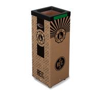 Pattumiera Per Raccolta Rifiuti 28x28xh70 cm in Cartone Con Stampa Grafica Vetro Beige