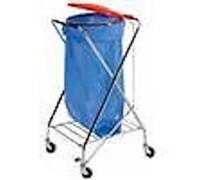 PATTUMIERA PORTASACCO CROMATA cm 58x56x102H Con Pedale Carrello Porta Sacco