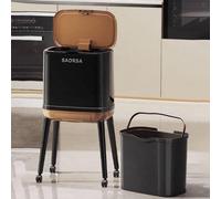 Pattumiera Pressa 16L con Coperchio Apribile Bidone Spazzatura a Due Strati con