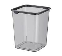 Pattumiera quadrata senza coperchio, 15 l, trasparente, con anello a pressione, con apertura superiore, moderna, per soggiorno, camera da letto, ufficio, bagno (grigio)