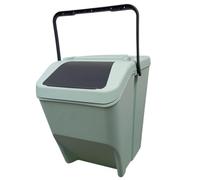 Pattumiera Raccolta Differenziata 25 Litri secchio Contenitore cestino Rifiuti sovrapponibile secchio con Pratico Manico sportellino apribile VERDE SALVIA bidone Salvaspazio MODERNA Cucina o Ufficio