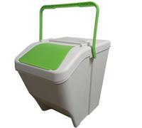 Pattumiera Raccolta Differenziata 25 Litri secchio Contenitore cestino Rifiuti sovrapponibile secchio con Pratico Manico sportellino apribile Verde bidone Salvaspazio per Cucina e Ufficio