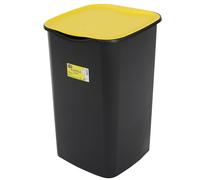 Pattumiera Raccolta Differenziata 50L per Plastica Coperchio Giallo 37,5x36x53,5