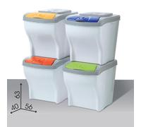 PATTUMIERA RACCOLTA DIFFERENZIATA POKER SET 4 X 20 LITRI BAMA MADE IN ITALY CASA