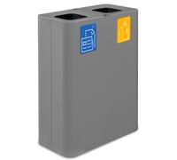 Pattumiera Sistema di Raccolta Rifiuti 60x30xh80 cm In Acciaio Verniciato Doppio Scomparto Grigio