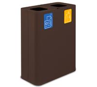 Pattumiera Sistema di Raccolta Rifiuti 60x30xh80 cm In Acciaio Verniciato Doppio Scomparto Marrone