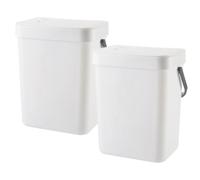 Pattumiera sospesa 2 pezzi Bidone per compost da cucina montato a parete con coperchio Bidone per rifiuti in plastica spessa antiodore da 3 litri Bianco.