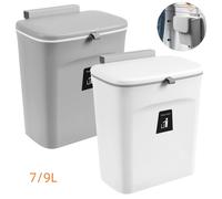 Pattumiera sospesa da 7/9 litri Pattumiera da cucina Bidone della spazzatura Pattumiera da parete per bagno con coperchio Cestino della spazzatura per il riciclaggio