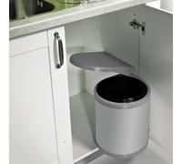 Pattumiera tonda sottolavello in plastica con contenitore estraibile, secchio immondizia per raccolta differenziata 12lt, bidone sotto lavello da incasso 27x26,5x32cm con apertura coperchio automatica