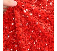 PATYDEST Tessuto elasticizzato in velluto rosso con paillettes da The Yard Tessuti con paillettes sensoriali Sequenza da parete Tessuti grandi paillettes tessuto sirena per trapuntatura cucito vestito