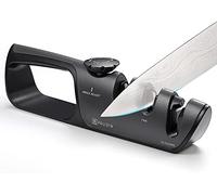 PAUDIN Affilacoltelli, manuale a 3 fasi, lame professionali in carburo di tungsteno e ceramica, regolabile, base antiscivolo, affilabordi tutto in 1 per coltelli da cucina, forbici, coltelli multiuso