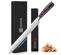 PAUDIN Coltello da pane con taglio a albero 26 cm a base di acciaio inossidabile ad alta qualità, lama extra affilato con impugnatura pakkaholz ergonomica