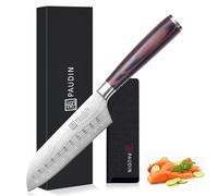 PAUDIN Coltello Santoku da 13 cm, coltello da cucina giapponese in acciaio inossidabile ad alto tenore di carbonio, ergonomico e versatile per carne, verdura e frutta