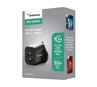 Paul Anthony Dual Port, USB-C + USB-A GaN PD30W, caricabatterie rapido per l'uso con rasoi Paul Anthony da uomo e da donna, trimmer e tagliaunghie - H9801BK