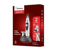 Paul Anthony Salon Pro H5130BK - Rasoio per naso e barba, lame in acciaio ad alto tenore di carbonio, testina per tosatrice nasale e regolabarba con illuminazione a LED, funzionamento a batteria,