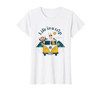 Paul Frank Julius & Co La Vita è Un Camper di Viaggio Maglietta, Donna, Bianco, L