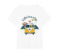 Paul Frank Julius & Co La Vita è Un Camper di Viaggio Maglietta, Donna Plus-Size, Bianco, 1X