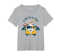 Paul Frank Julius & Co La Vita è Un Camper di Viaggio Maglietta, Donna Plus-Size, Grigio Melange, 1X