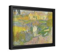 Paul Gauguin Les Mas Dintorni di Arles - Stampa artistica su tela incorniciata in legno di pino nero 30x23 cm (orizzontale) / Nero / 3,175 cm