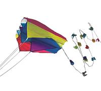 Paul Guenther 1189 - Mini Parafoil bleu, cerf-volant coloré pour la poche, avec voile résistante à lumière, peut être facilement rangé dans env. 60 x 51 cm