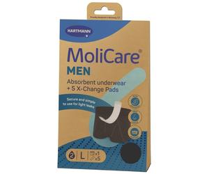Paul Hartmann MUTANDE INCONTINENZA RILAVABILI MOLICARE MEN ABSORBENT UNDERWEAR L + 5 X CHANGE PADS INSERTO PER ASSORBENTE MONOUSO