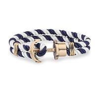 PAUL HEWITT Bracciale uomo con ancora PHREP - Bracciale uomo ancora in nylon (blu navy e bianco), Bracciale uomo marinaro con ciondolo ancora in acciaio (ottone)