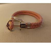 PAUL Hewitt Phrep Ancora Bracciale Pelle Rosa Acciaio Inox Oro Bianco 19cm Nuovo