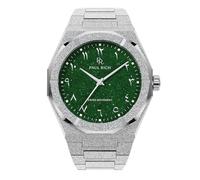 Paul Rich Orologio da uomo con quadrante arabo, color argento e verde avventurina, 43 mm, colore: argento e verde avventurina