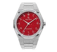 Paul Rich Orologio da uomo in acciaio inox di lusso, robusto ed elegante, per affari, regalo o laurea, orologio analogico da polso per lui, quadrante arabo, polvere di stelle satinate II, Argento
