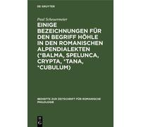 Paul Scheuermei Einige Bezeichnungen Für Den Begriff Höhle in (Copertina rigida)