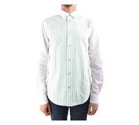Paul Smith - Camicia di cotone con righe Bayadère verdi - - Shirts - Uomo - Bianco - XL
