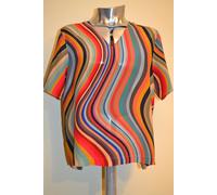 Paul Smith Donna Mulinello Righe Maglia Scollo A V Seta Misura 40