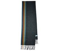 Paul Smith Mainline Uomo Grigio Brillante Righe Edge Cashmere Sciarpa Nuovo