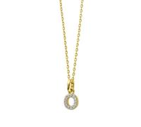 PAUL VALENTINE Collana da donna, in ottone con zirconi, lunghezza 42 cm, con estensione di 5 cm, design pulito con vibrazione personale per un look elegante, A, Ottone, Zirconia cubica