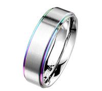 Paula & Fritz Anello dell'amicizia con Fascia Graduata, Motivo Arcobaleno, da Uomo, Anello Partner, in Acciaio Inox Chirurgico 316L, 47 (15) - 69 (22), 66 (21.0) cod. R-M6739_120
